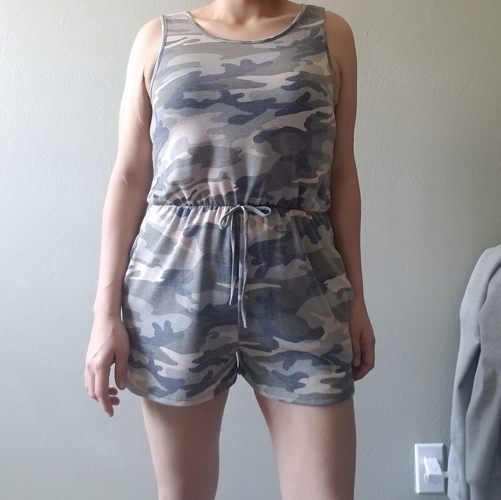 Camo shorts romper